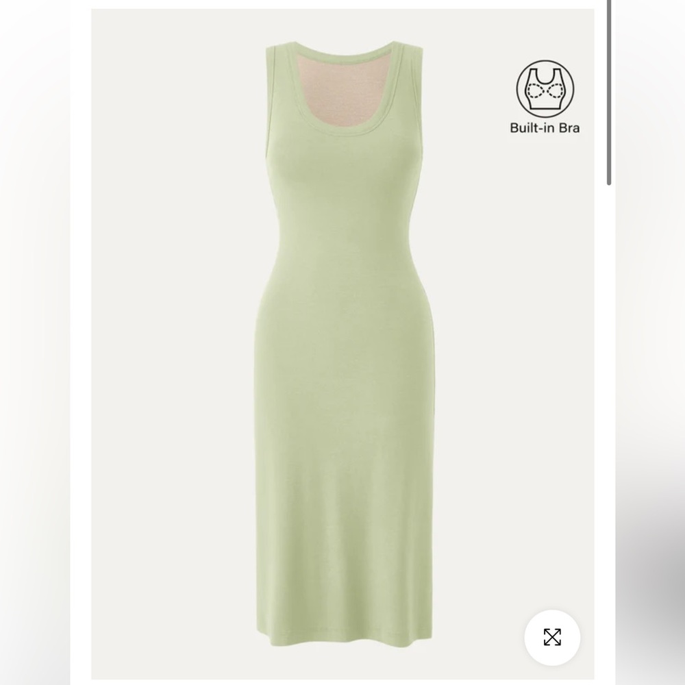 NWT OGL Move Pistachio Green Scoop Neck Midi Tank Dress